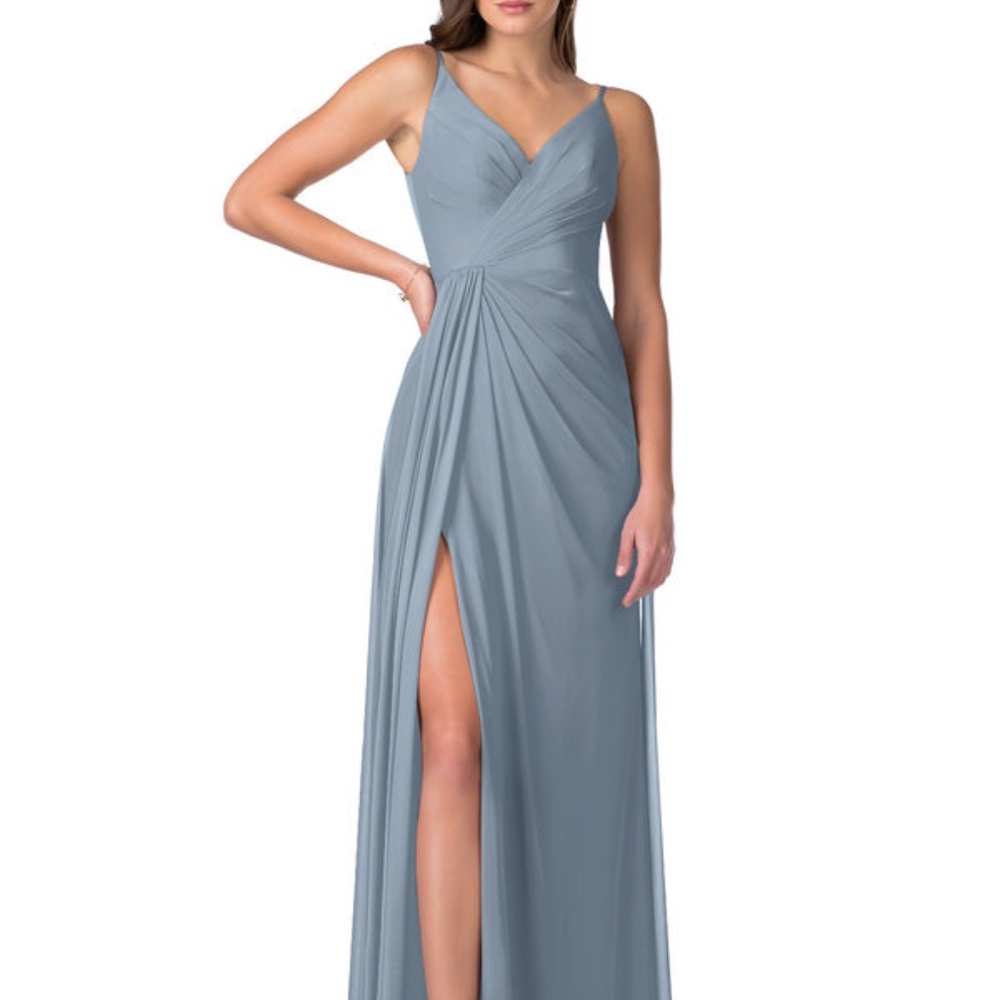 Azazie Evalin Dusty Blue Bridesmaid Dress